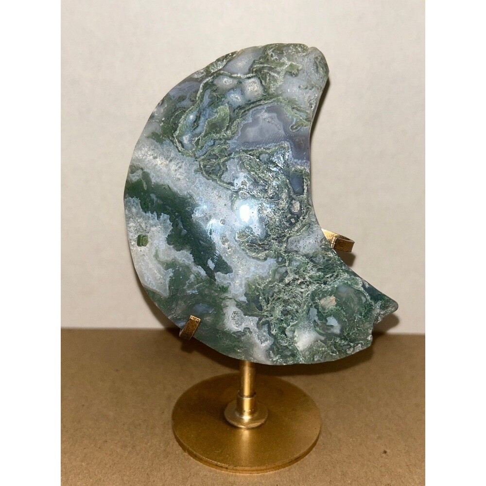 Gorgeous Moss Agate Moon with stand
